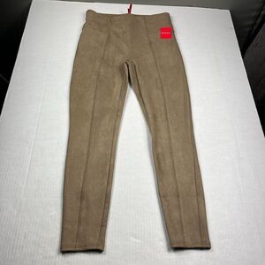 Spanx Faux Suede Leggings Large NWT Tan High Rise Slim Pull-On Shaping Pants
